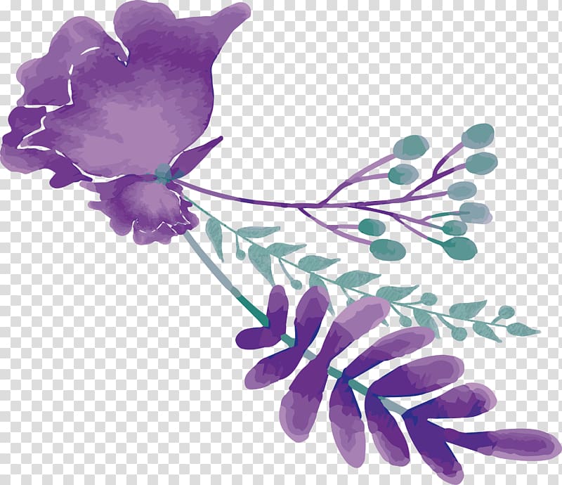 purple petaled flower art, Watercolor painting Wedding Mulberry, Purple watercolor flower title box transparent background PNG clipart