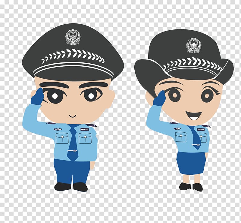 Police officer Cartoon Chinese public security bureau Peoples Police of the Peoples Republic of China, Gray hat of the policewoman and special police hand painted transparent background PNG clipart