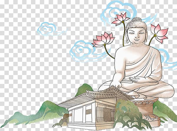 Seokguram Buddhahood Buddharupa Illustration, Retro temple transparent background PNG clipart