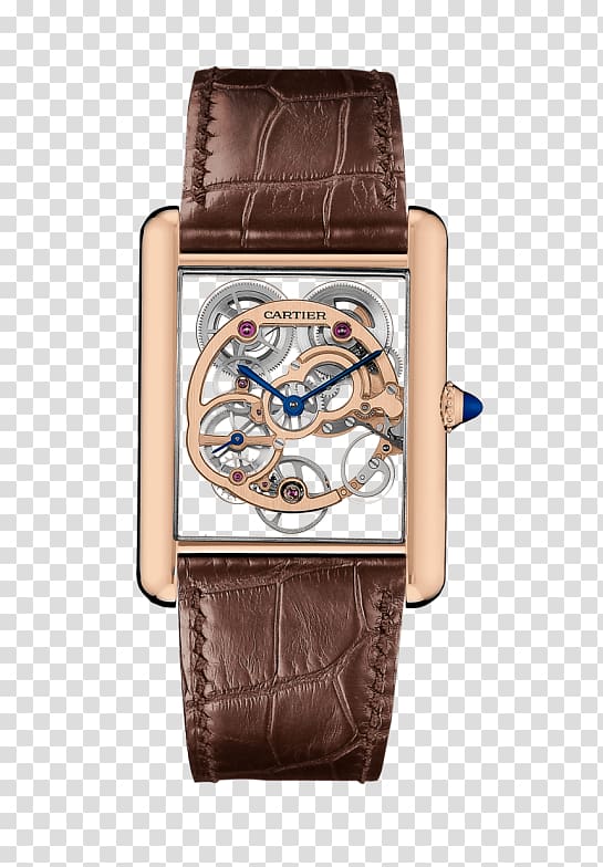 Watch Cartier Tank Jewellery Movement, Cartier wrist watches male table golden brown gear transparent background PNG clipart