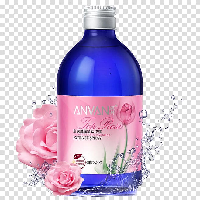Lotion Cosmetics Toner Rose water Herbal distillate, Toner makeup water transparent background PNG clipart