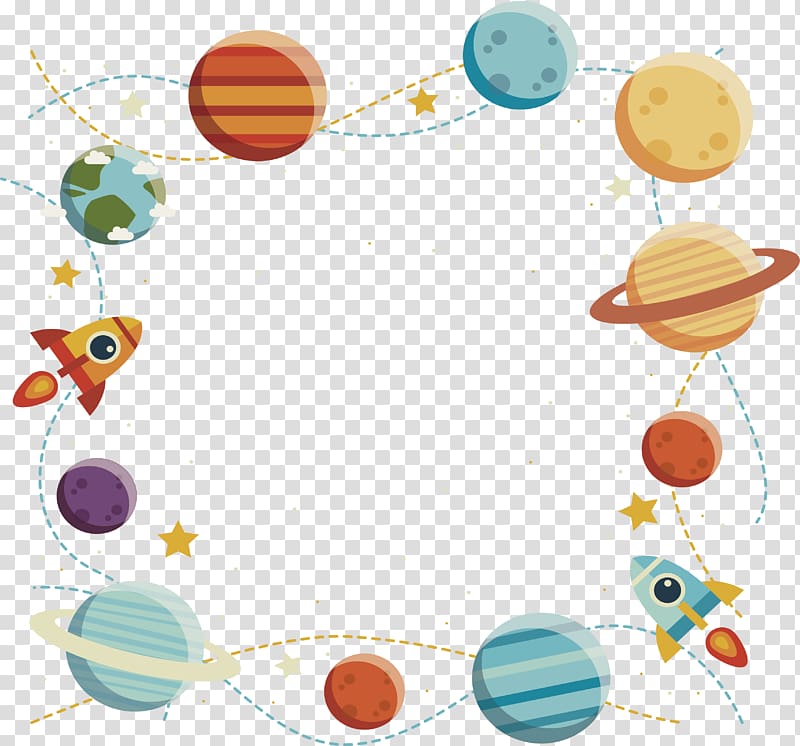 planets illustration, Yellow Planet Rocket Outer space, Rocket planet decoration box transparent background PNG clipart