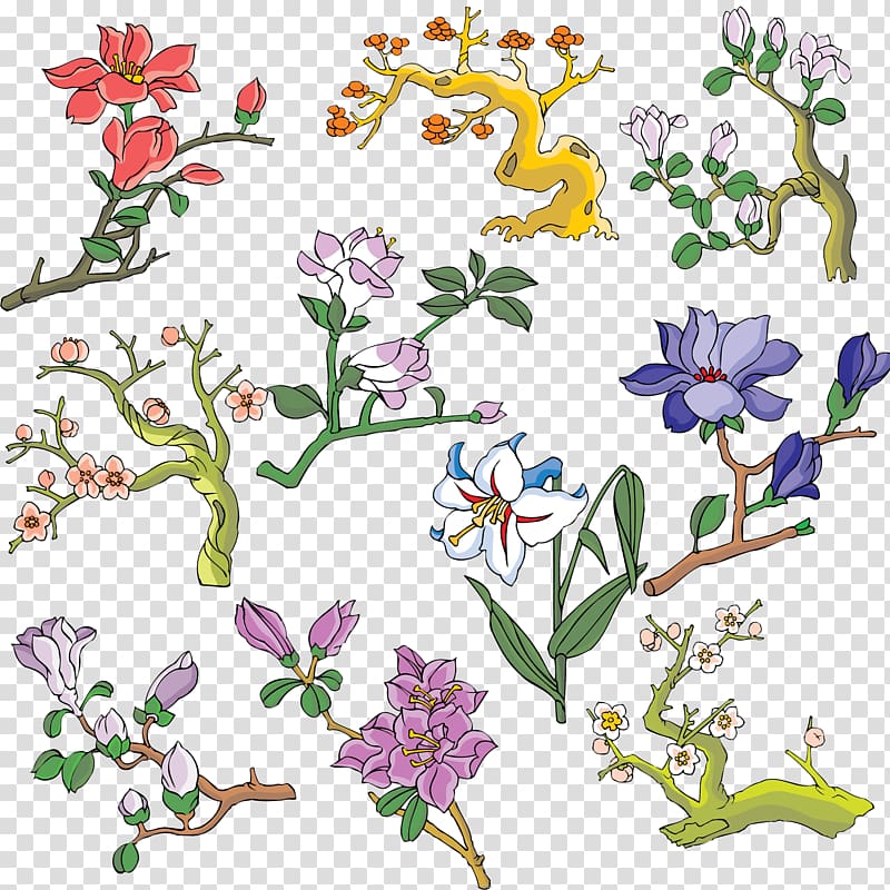 Floral design Plum blossom Flower Ameixeira , Hand-painted lily Plum transparent background PNG clipart