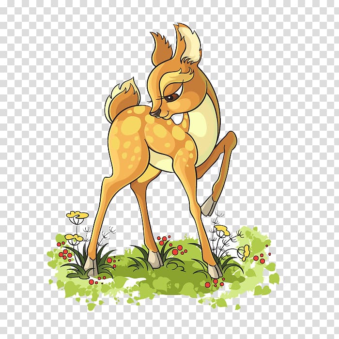 Cartoon , Hand-painted deer transparent background PNG clipart