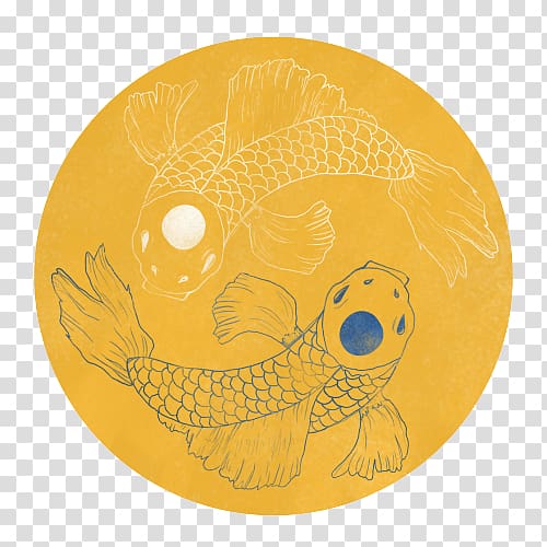 Circle Organism Animal Font, koi fish yin and yang transparent background PNG clipart