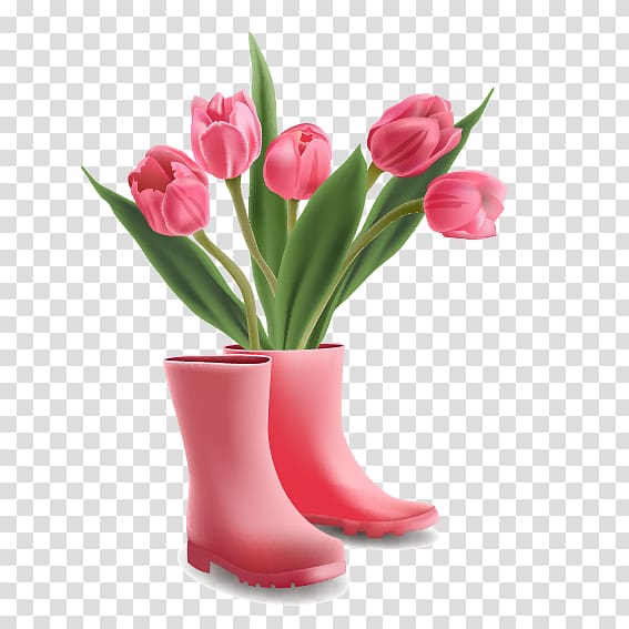 Tulip Euclidean , Pink rain boots and tulips transparent background PNG clipart