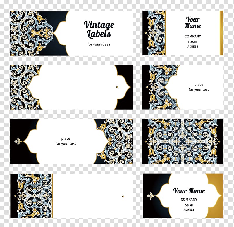 Vintage Labels collage, Wedding invitation Euclidean , Flower pattern business card transparent background PNG clipart