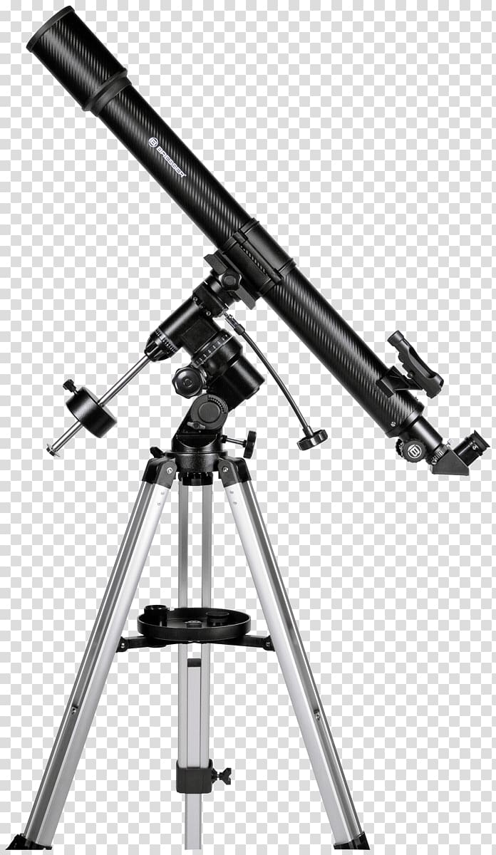 Refracting telescope Bresser Equatorial mount Focal length, dark telescope transparent background PNG clipart