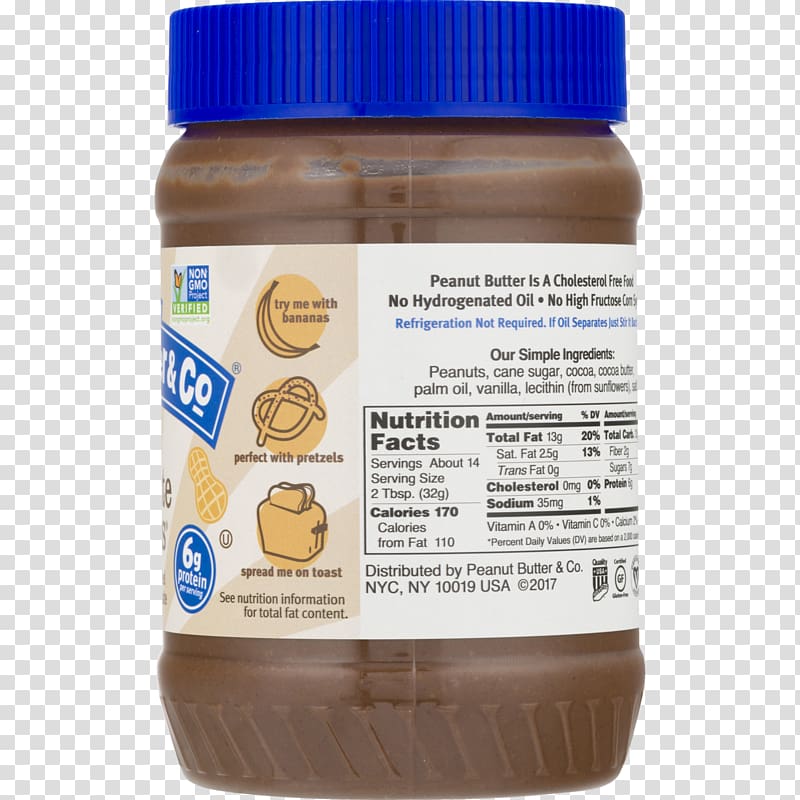 Peanut Butter & Co. Bonbon White chocolate Nutrition facts label, peanut butter splash transparent background PNG clipart
