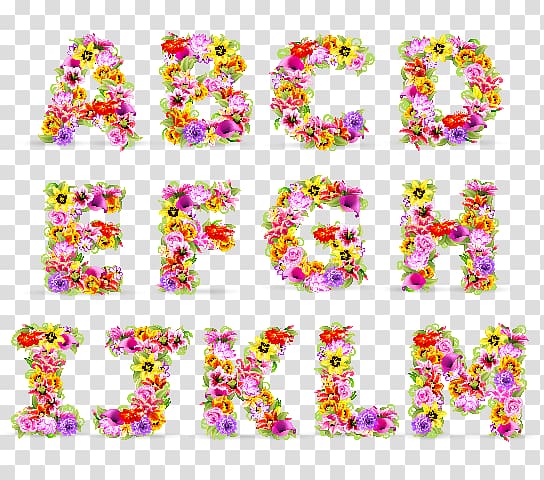 Letter Flower English alphabet, flower transparent background PNG clipart