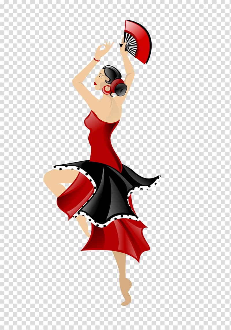 woman dancing while holding fan , Flamenco Dance Drawing , Dancers transparent background PNG clipart
