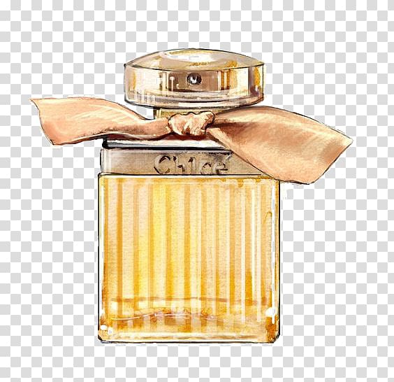 yellow fragrance bottle, Chanel No. 5 Watercolor painting Perfume Illustration, perfume transparent background PNG clipart