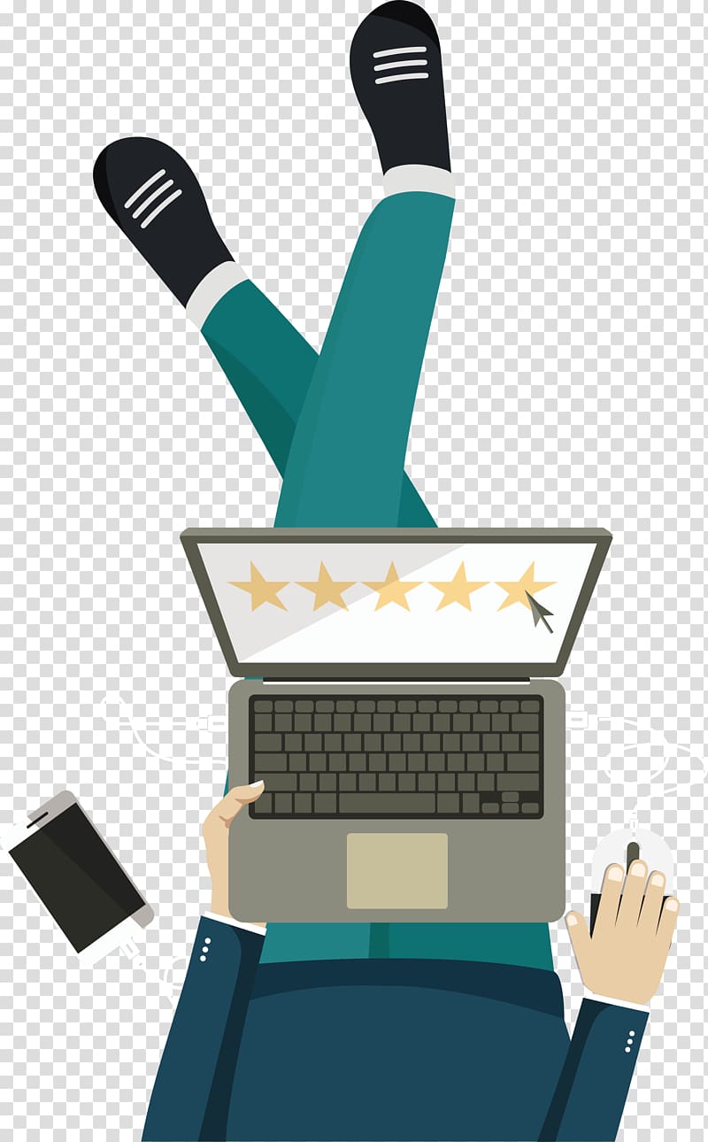 man using laptop computer , Marketing Recruitment Industry Business Market research, Star rating on a computer screen transparent background PNG clipart