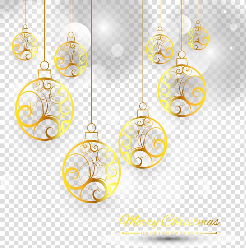 Grey light effect Golden Christmas ball transparent background PNG clipart