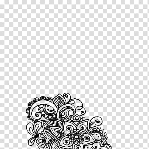 Tattoo Mehndi Henna Sticker, flower black transparent background PNG clipart