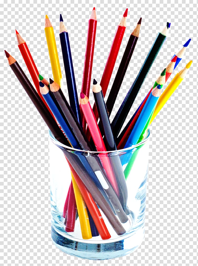 pencil colors in clear glass jar, Colored pencil, Color Pencils transparent background PNG clipart