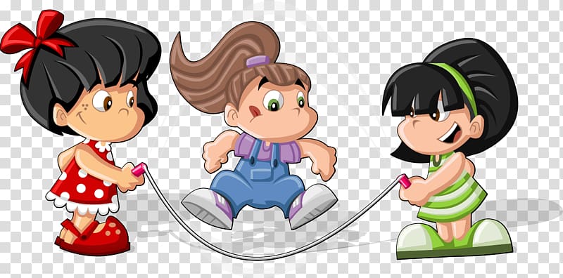 Child Cartoon Play Illustration, hand-painted rope skipping transparent background PNG clipart