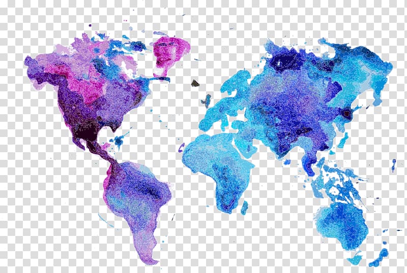 World map Watercolor painting Wall decal, map of the world transparent background PNG clipart