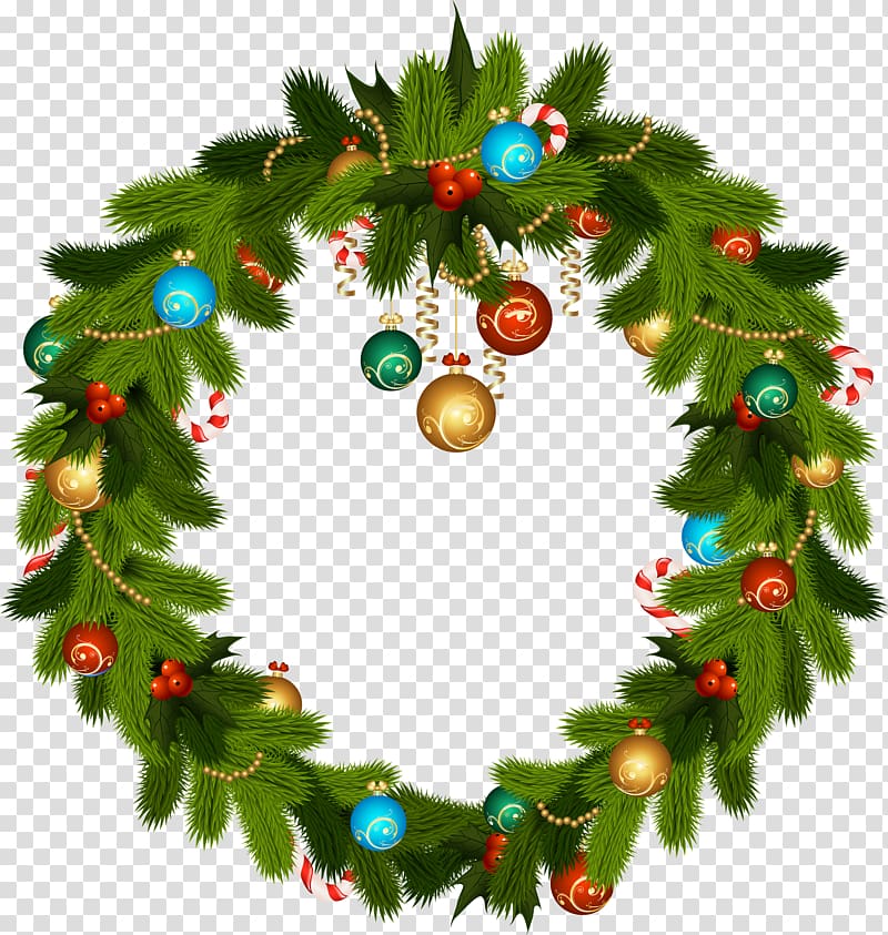 Christmas ornament Christmas decoration Candy cane Wreath, blue wreath transparent background PNG clipart