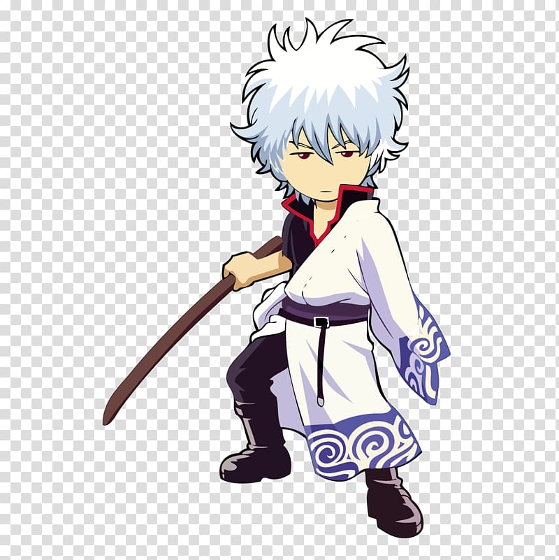 Gintoki Sakata Okita Sougo Kagura Gin Tama Chibi, Japanese comics transparent background PNG clipart