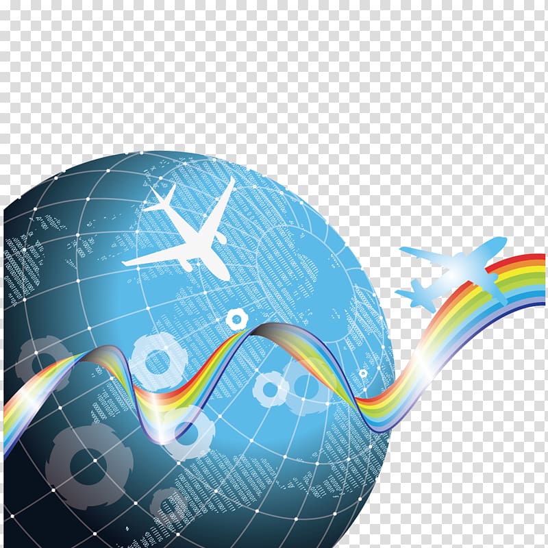 Earth Airplane Aircraft, Creative Earth ribbon aircraft transparent background PNG clipart