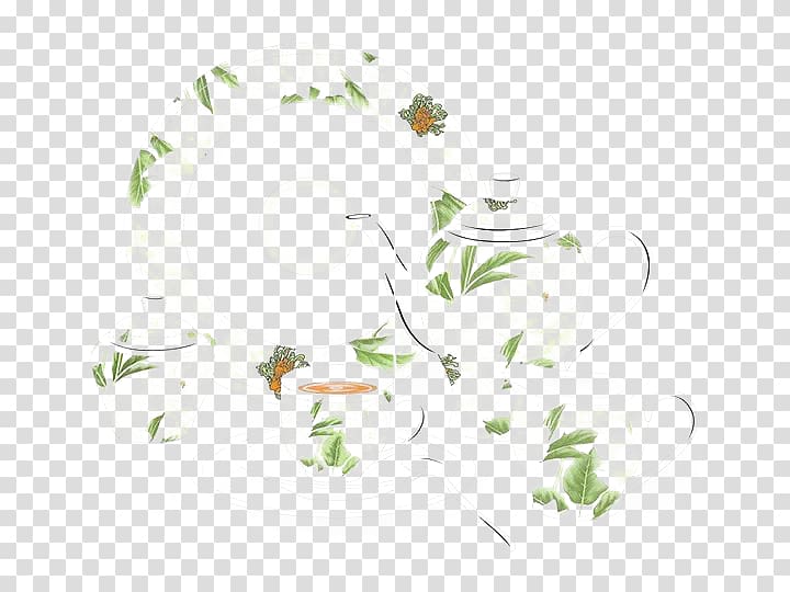 Teaware Green Teapot Pattern, Green tea with printing transparent background PNG clipart