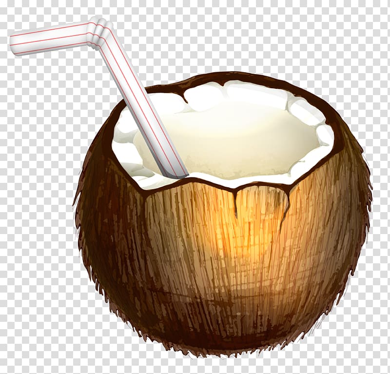 brown and white coconut with straw illustration, Cocktail Margarita Juice Moonshine Vodka, Coconut Cocktail transparent background PNG clipart
