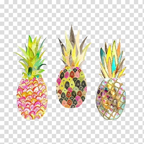 Watercolor painting Pineapple Printmaking Art, gold pineapple transparent background PNG clipart