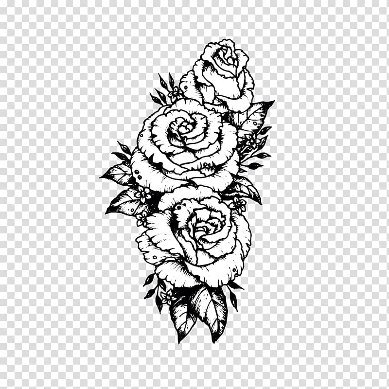 Sleeve tattoo Drawing Sketch Rose, rose transparent background PNG clipart