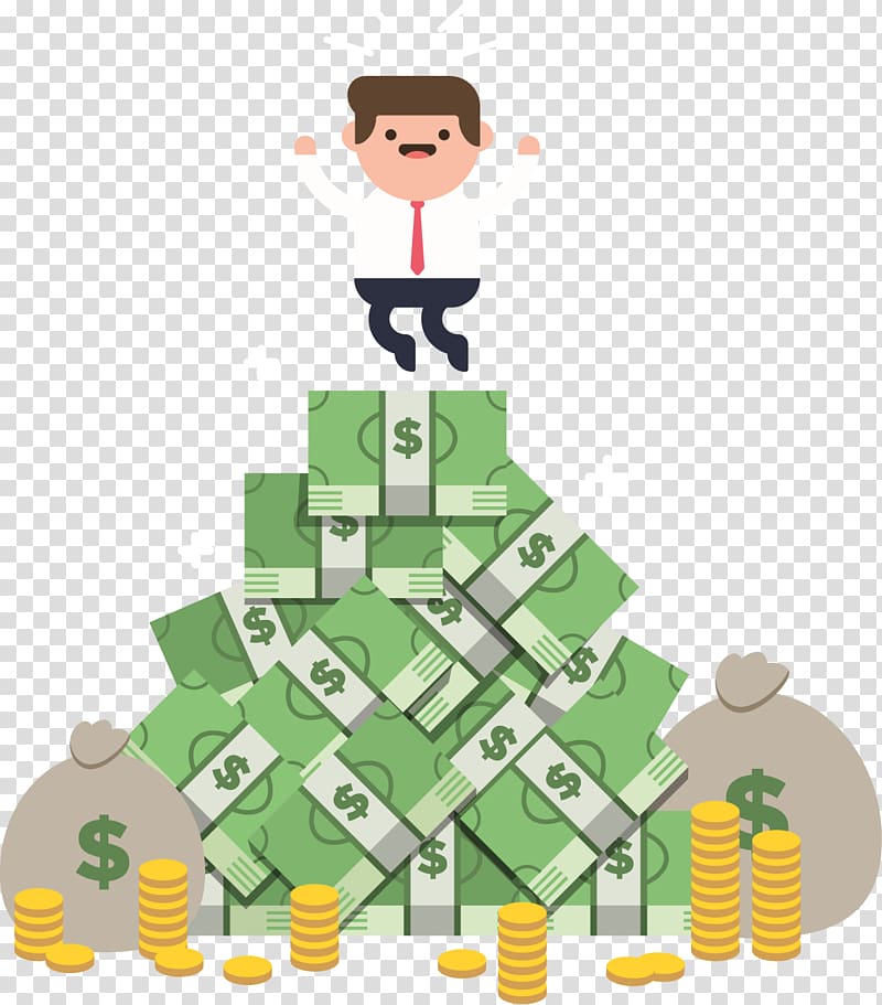 Money Internet Service Business, In the heap of coins Business man jumping transparent background PNG clipart