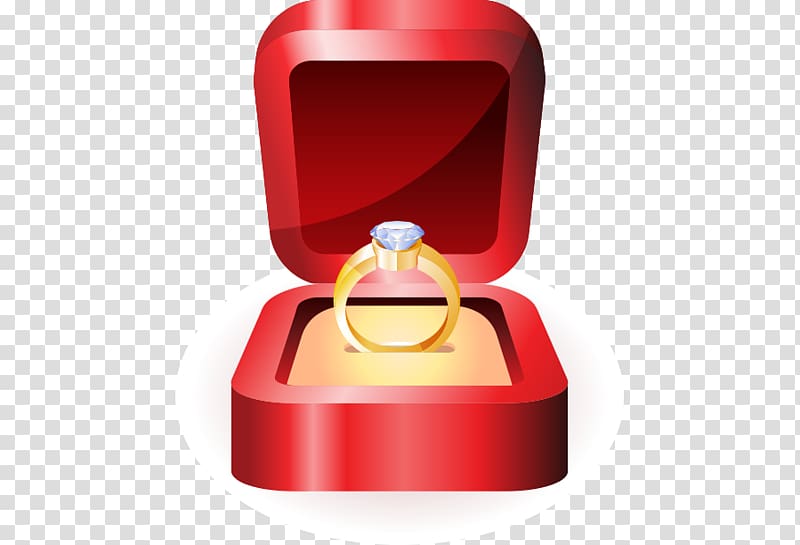 Wedding ring Engagement ring , wedding ring on the ring ring in red gift box transparent background PNG clipart