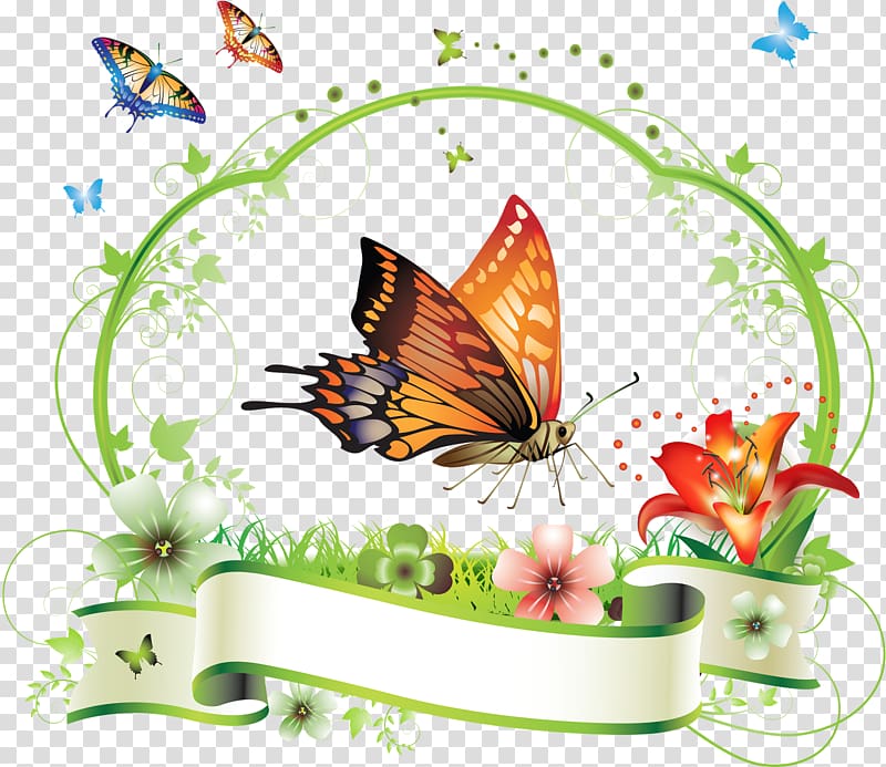 Butterfly Flower Floral design , butterfly frame transparent background PNG clipart