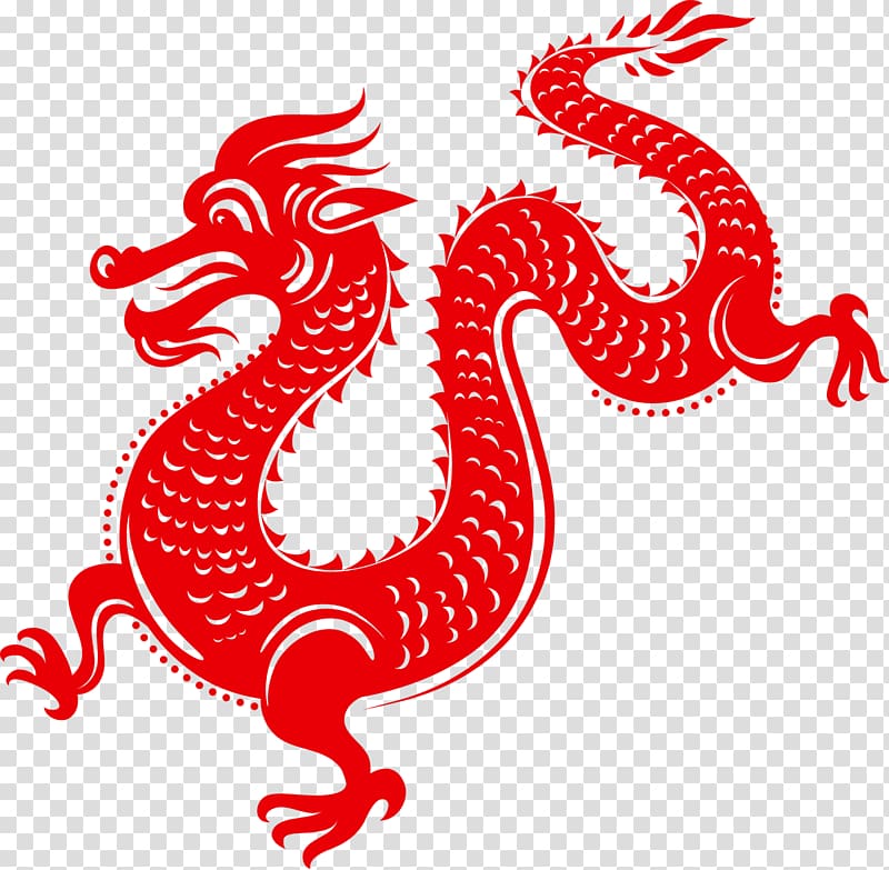 Chinese dragon , Chinese paper-cut dragon transparent background PNG clipart