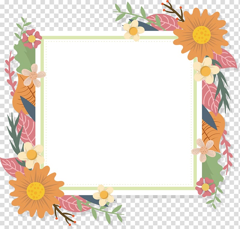 multicolored frame illustration, Floral design Flower Euclidean Frames, Romantic flower title box transparent background PNG clipart