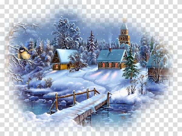 Christmas Day Jack Frost Santa Claus Desktop , Village scene transparent background PNG clipart