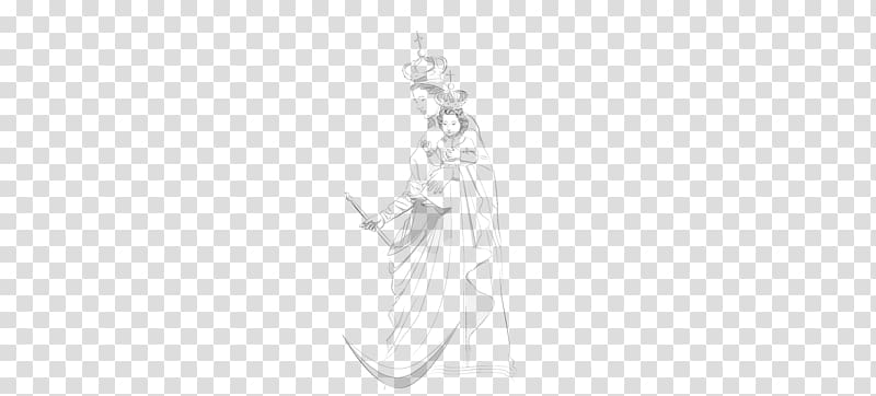 Line art Drawing White Character Body Jewellery, statue of guanyin macau transparent background PNG clipart