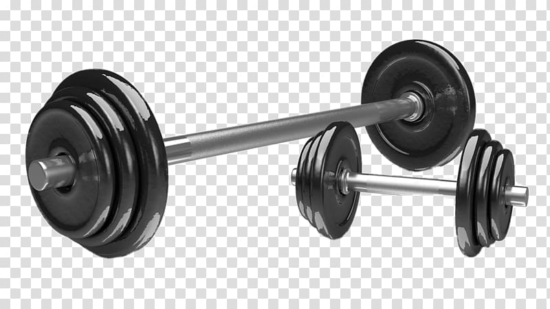 black barbell and dumbbell, Weights transparent background PNG clipart
