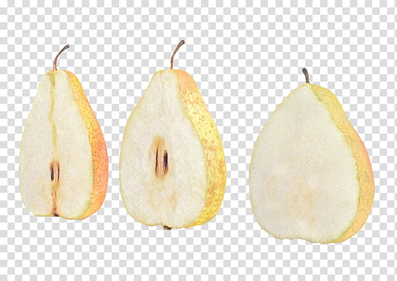 Pear, Three pieces of snow pear with core transparent background PNG clipart