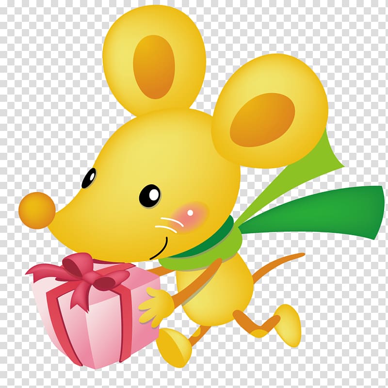 Mouse Brown rat Gift , Mouse holding a gift transparent background PNG clipart