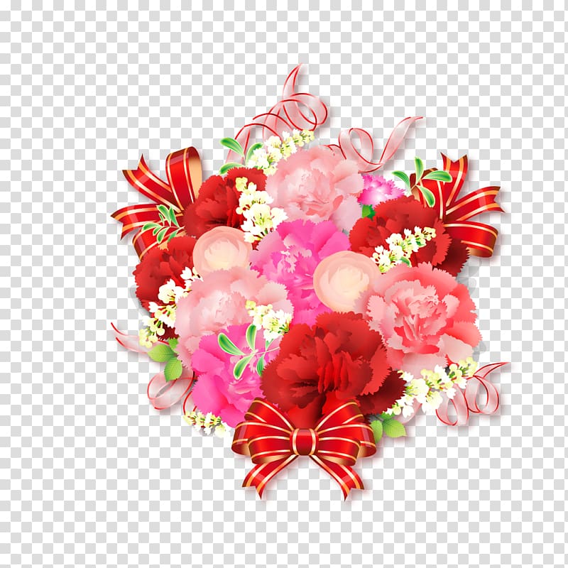 Ribbon Packaging and labeling Shoelace knot, Red flowers are free to transparent background PNG clipart