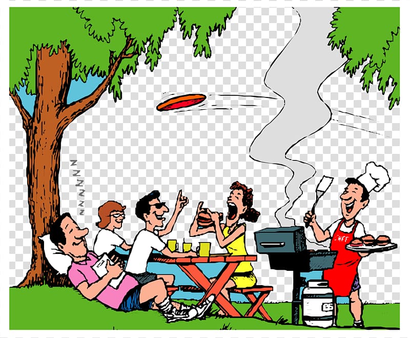 Barbecue Animation Anime, field barbecue dinner group of people transparent background PNG clipart