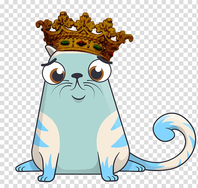 teal cat with crown illustration, Cryptokitty Sad Crown transparent background PNG clipart