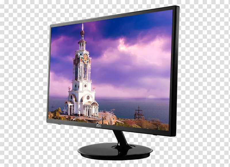 LCD television LED-backlit LCD Computer Monitors Television set AOC International, Led monitor transparent background PNG clipart