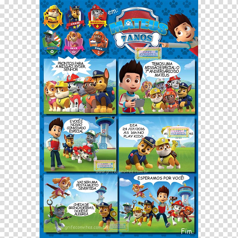 PAW Patrol Air and Sea Adventures Convite Party Comics, party transparent background PNG clipart