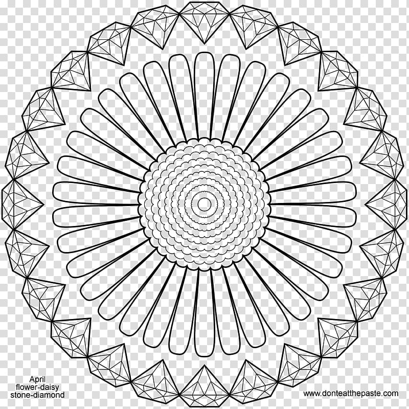 Coloring book Diamond Mandala Food coloring Drawing, diamond transparent background PNG clipart