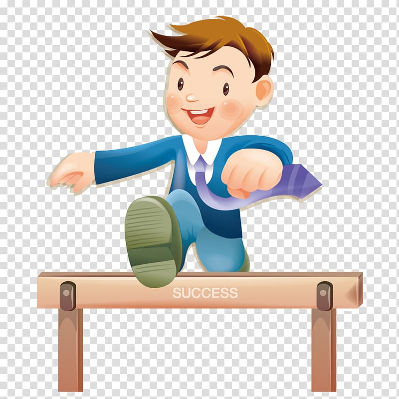 Cartoon Child Man Illustration, Wearing a suit Hurdle transparent background PNG clipart