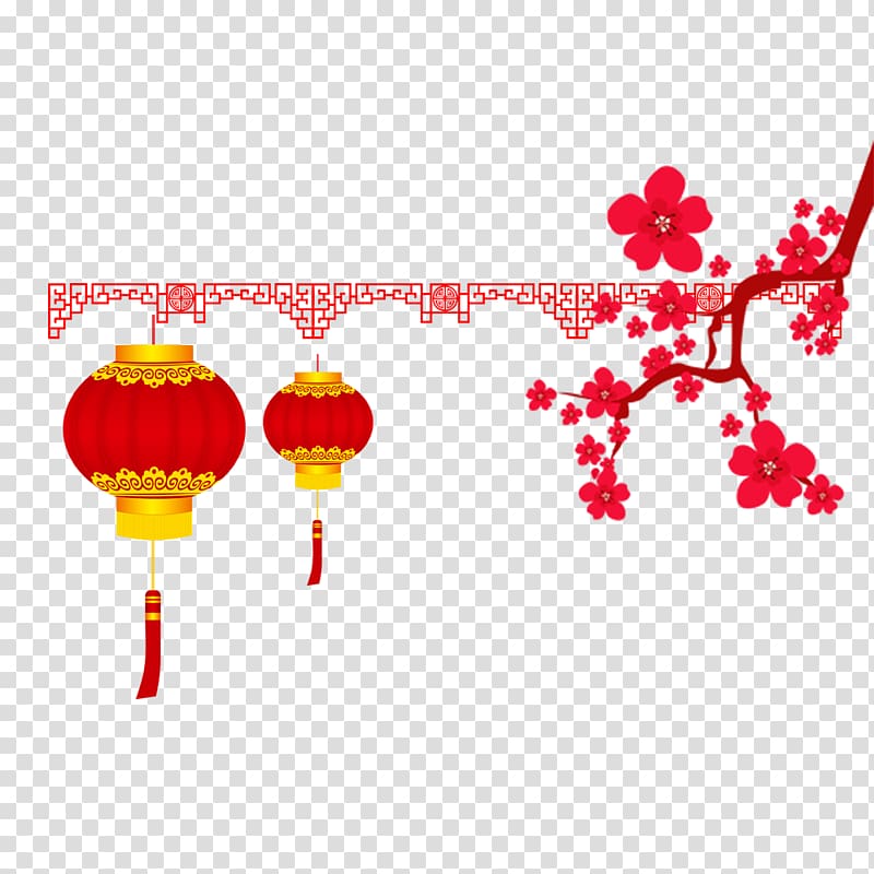 Chinese New Year Traditional Chinese holidays Lantern Festival Red, Peach Blossom Spring Festival lantern decorative pattern transparent background PNG clipart