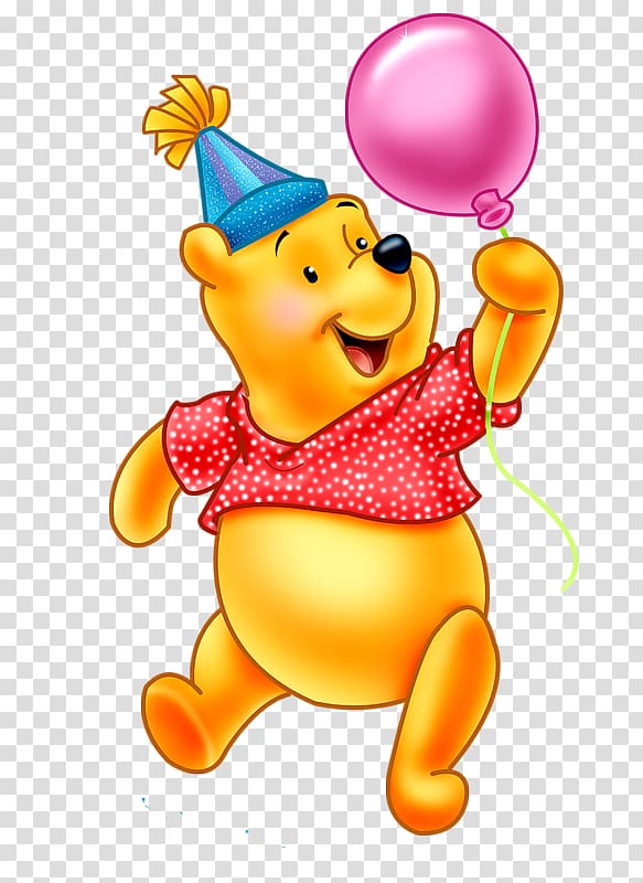 Winnie The Pooh holding pink balloon, Winnie-the-Pooh Eeyore Birthday Party Tigger, winnie the pooh transparent background PNG clipart