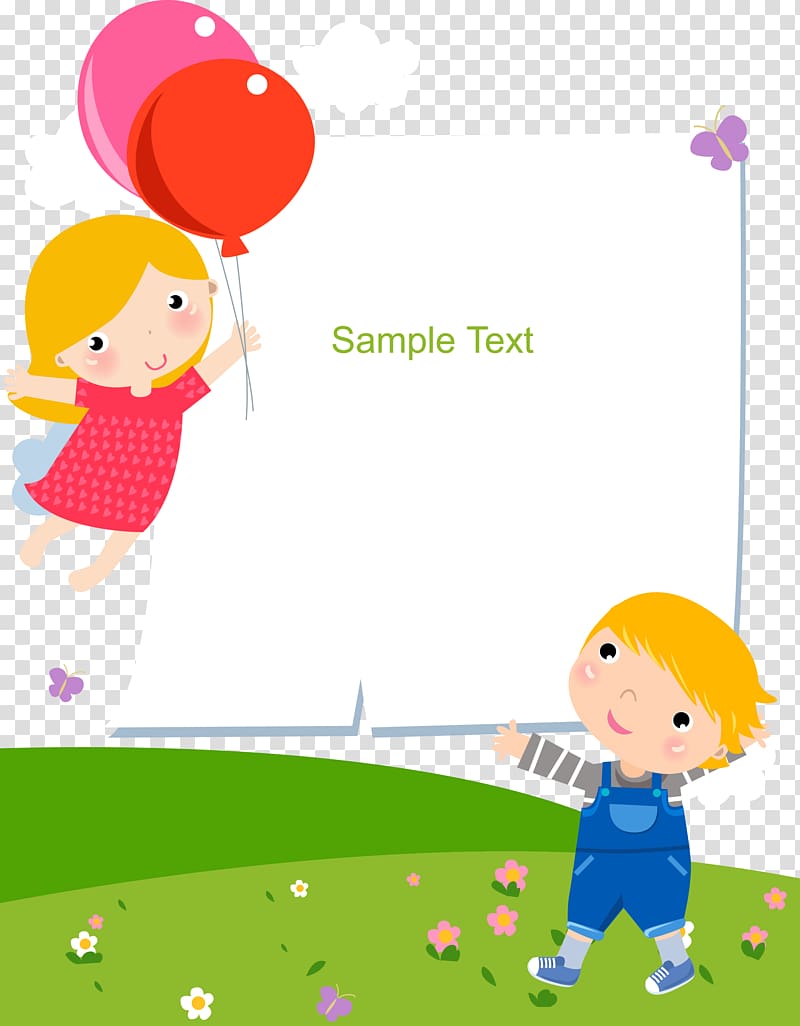 boy and girl , Child Cartoon , Kids cartoon balloons text box transparent background PNG clipart