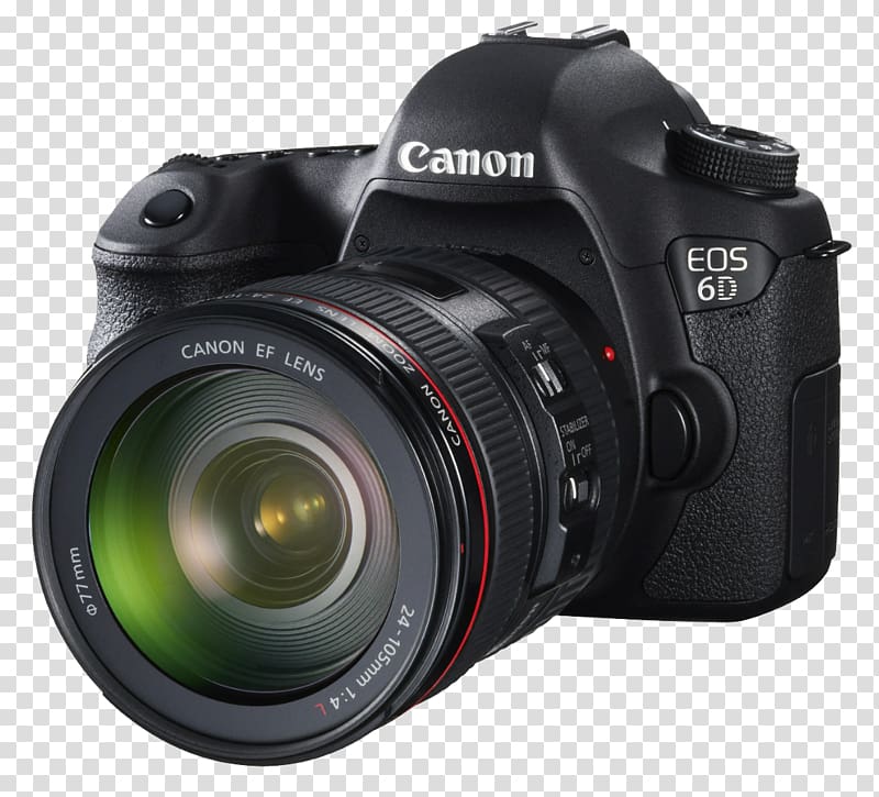black Canon EOS 6D with zoom lens illustration, Canon EOS 6D Mark II Camera, Camera Hd transparent background PNG clipart